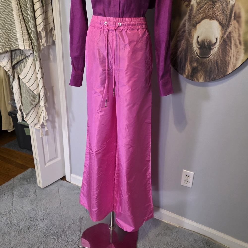 Ralph Lauren Purple Label Brigette Silk Taffeta Wide Leg Pants Womens L $2490